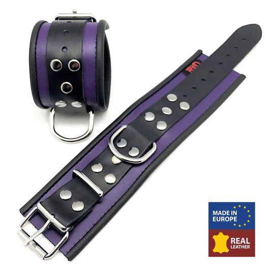 Menotte en cuir Violet-Noir