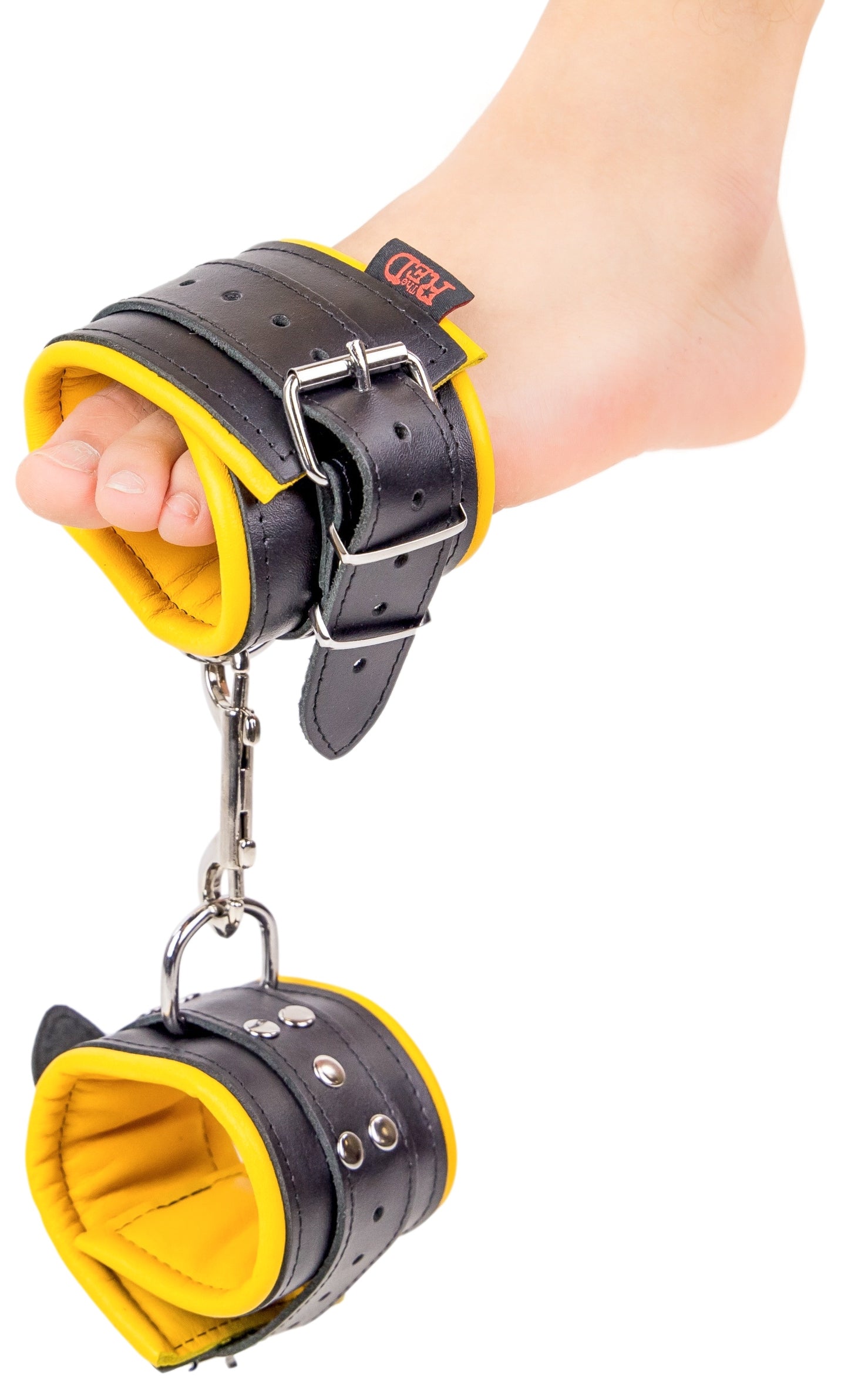 Menotte pour pied en cuir - rembourré - Noir/Jaune
