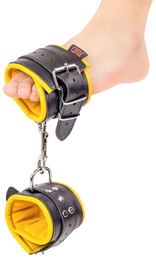 Menotte pour pied en cuir - rembourré - Noir/Jaune
