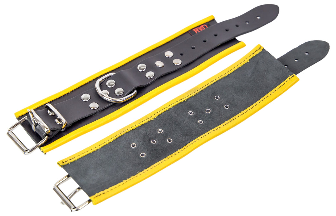 Menottes en cuir pour Chevilles Noir-Jaune