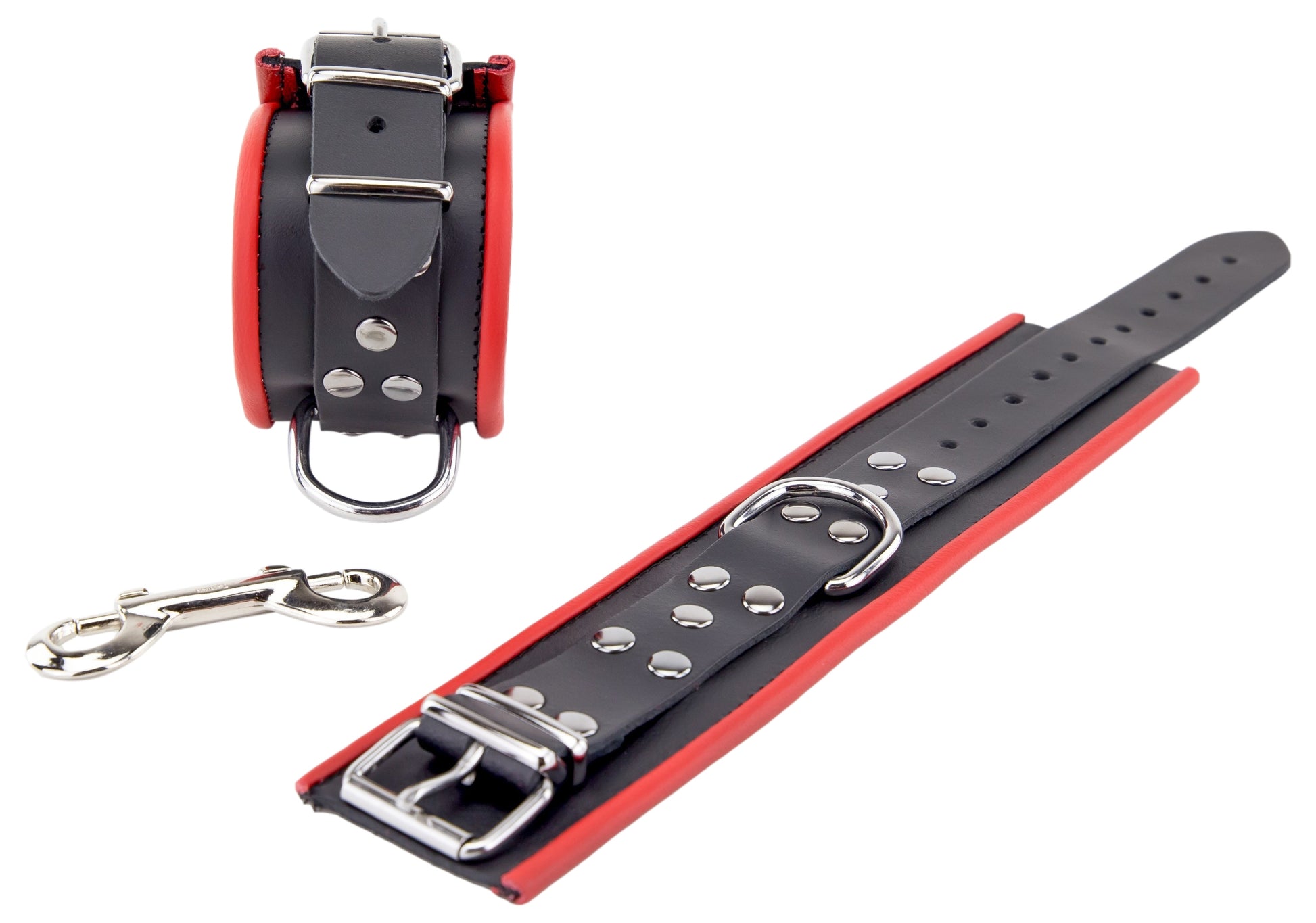 Menottes en cuir pour les chevilles Noir-Rouge