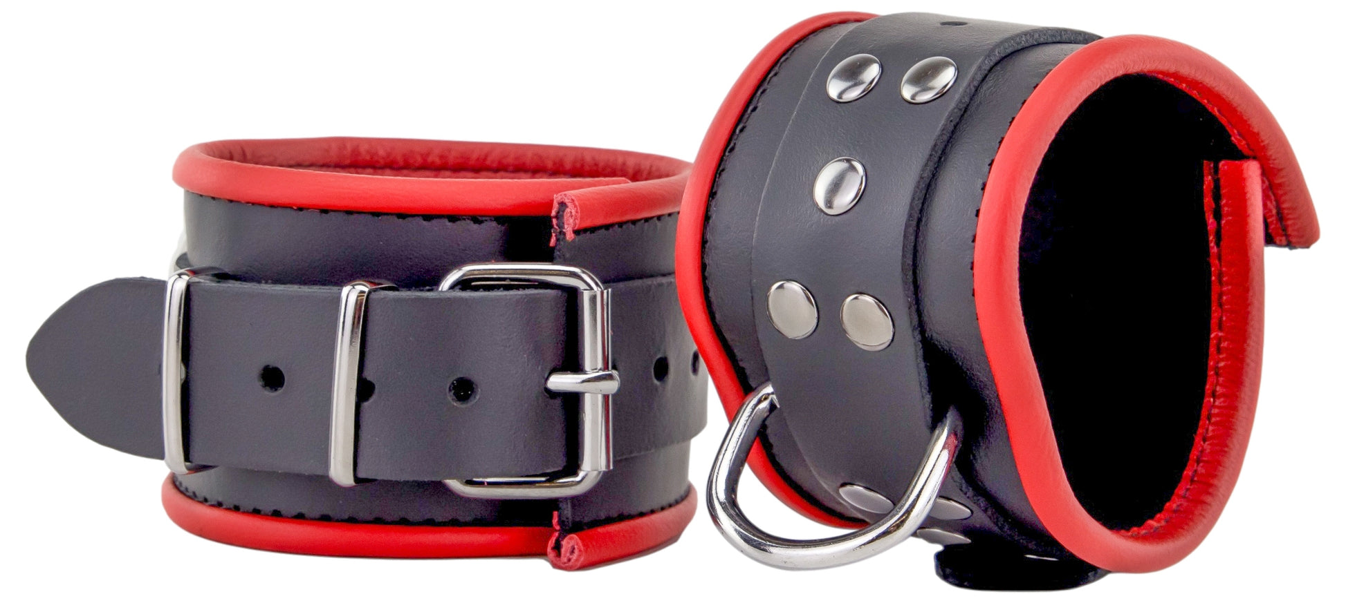 Menottes en cuir pour les chevilles Noir-Rouge
