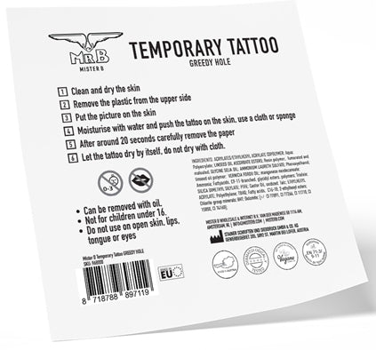 Tatouage éphémère GREEDY HOLE 10 x 10cm