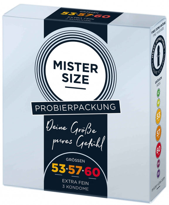 Préservatifs MISTER SIZE Échantillon 3 tailles 53, 57 et 60mm x3