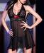 Nuisette transparente avec noeud rouge