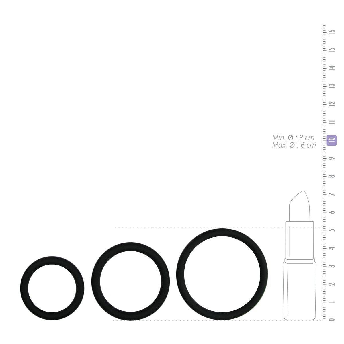 Pack 3 cockrings Silicone Noir