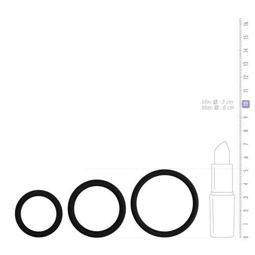 Pack 3 cockrings Silicone Noir