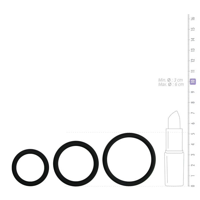 Pack 3 cockrings Silicone Noir