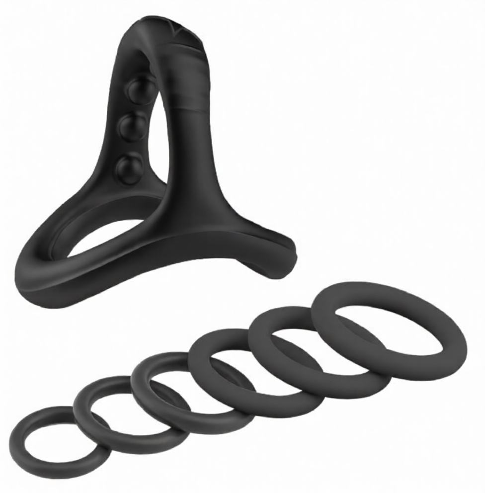 Pack 7 Cockrings Full Erect Noirs