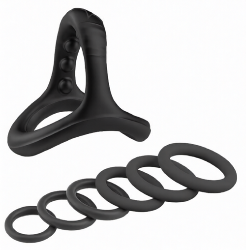 Pack 7 Cockrings Full Erect Noirs