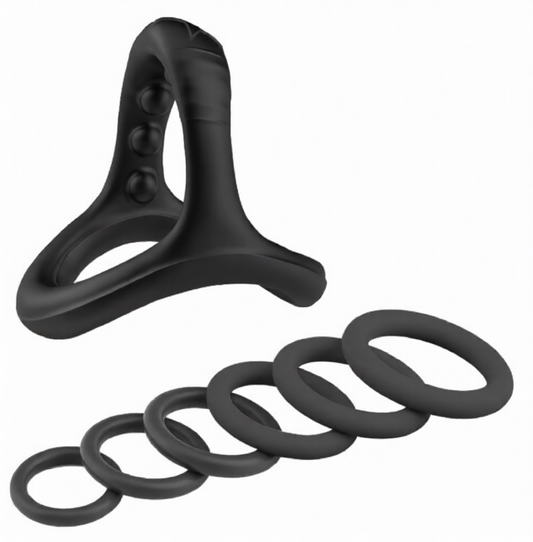 Pack 7 Cockrings Full Erect Noirs