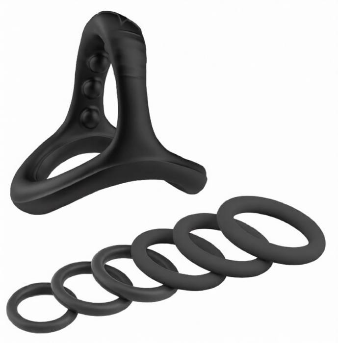 Pack 7 Cockrings Full Erect Noirs