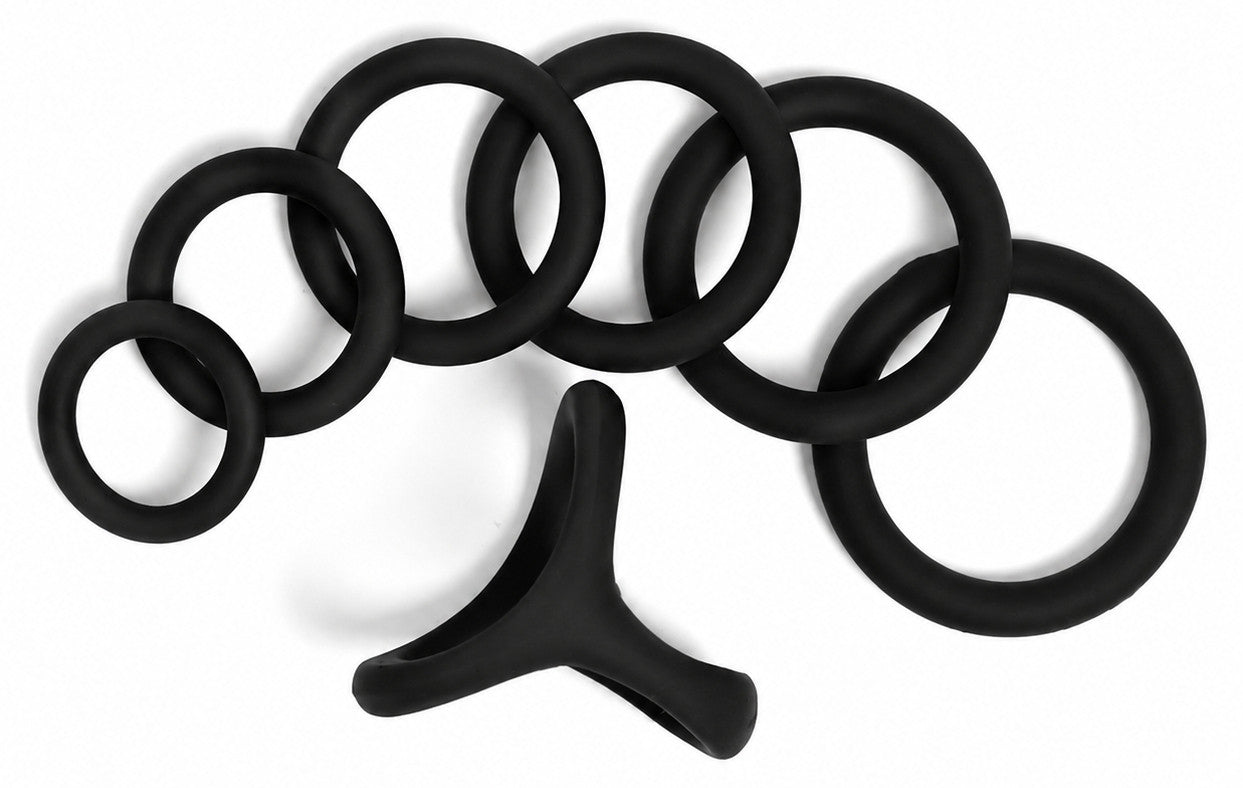 Pack 7 Cockrings Full Erect Noirs