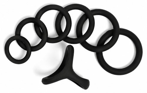 Pack 7 Cockrings Full Erect Noirs