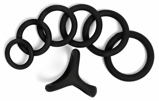 Pack 7 Cockrings Full Erect Noirs