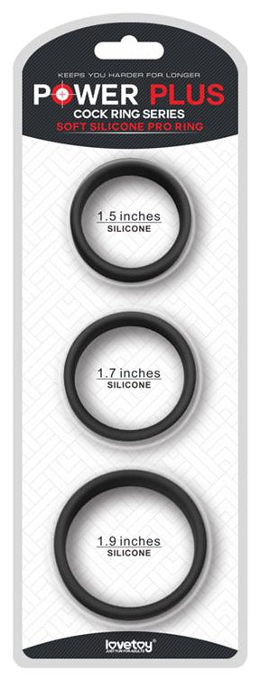 Pack de 3 cockrings silicone SiliRing Noirs
