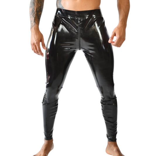 Pantalon en latex Xrub avec Zip Avant/Arrière Noir-Bleu