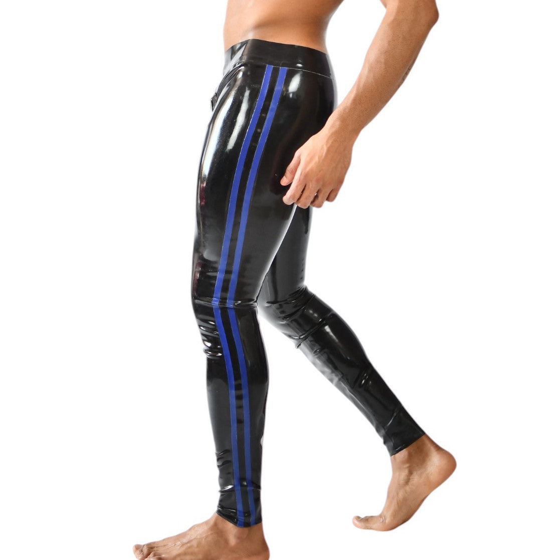 Pantalon en latex Xrub avec Zip Avant/Arrière Noir-Bleu