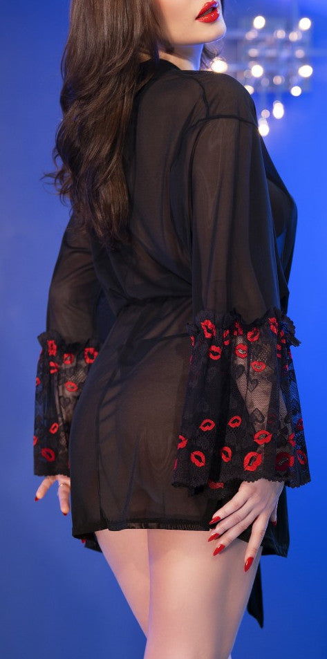 Peignoir Katrina Noir et rouge