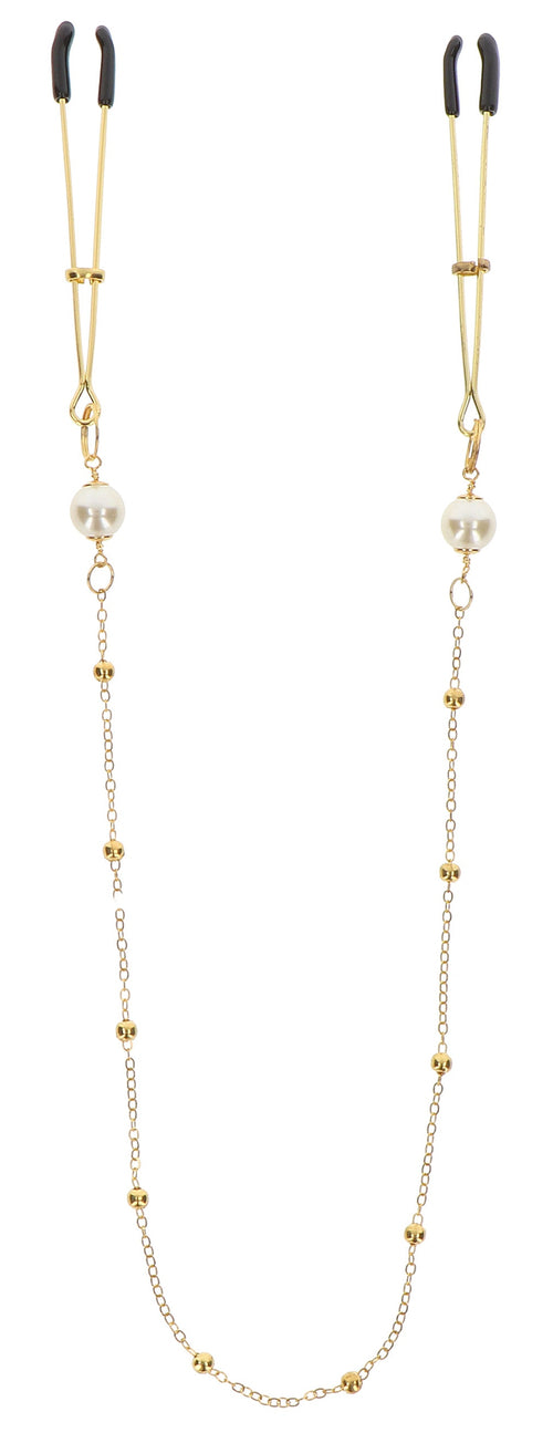 Pince-tétons avec chaîne Tweezers Pearls Taboom Dorées