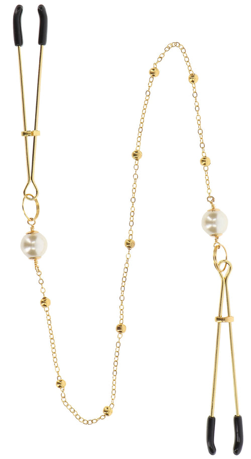 Pince-tétons avec chaîne Tweezers Pearls Taboom Dorées