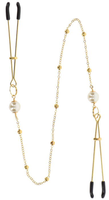 Pince-tétons avec chaîne Tweezers Pearls Taboom Dorées