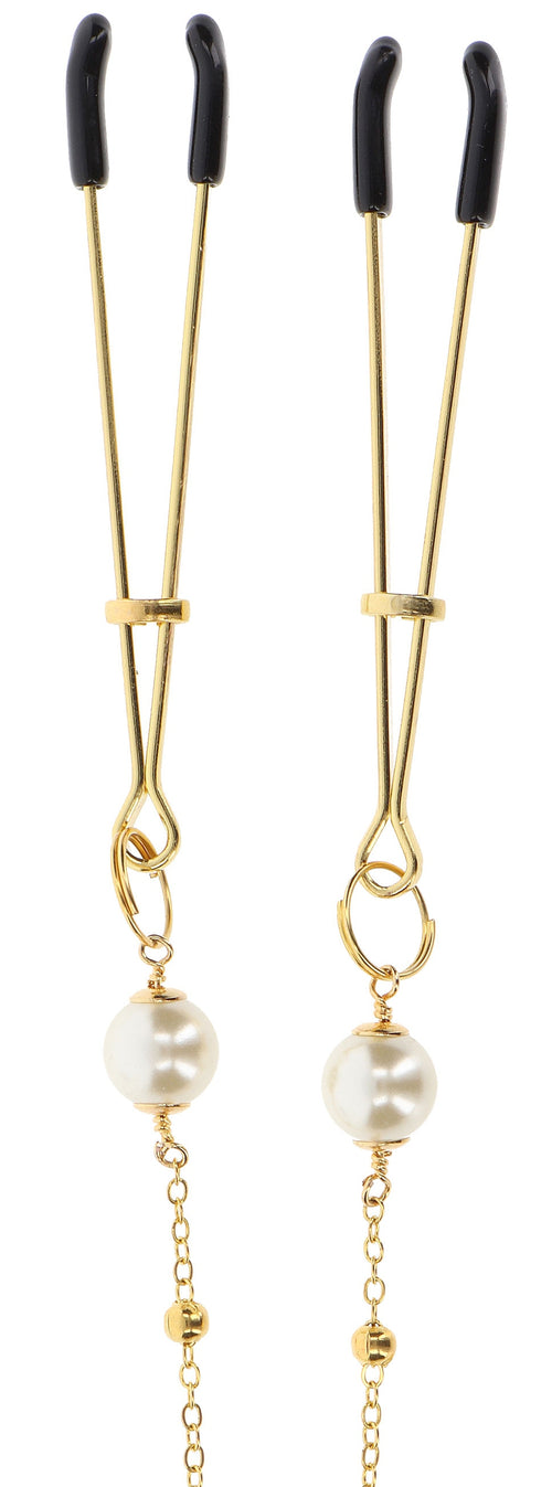 Pince-tétons avec chaîne Tweezers Pearls Taboom Dorées
