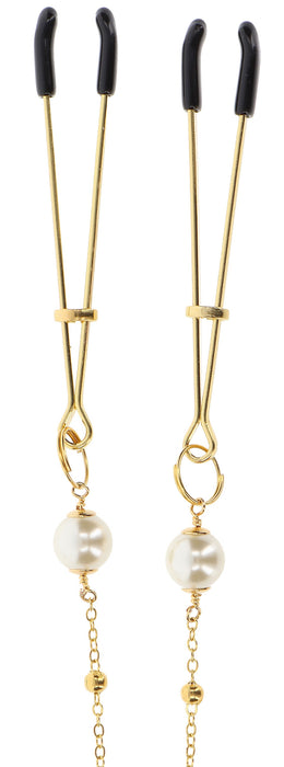 Pince-tétons avec chaîne Tweezers Pearls Taboom Dorées