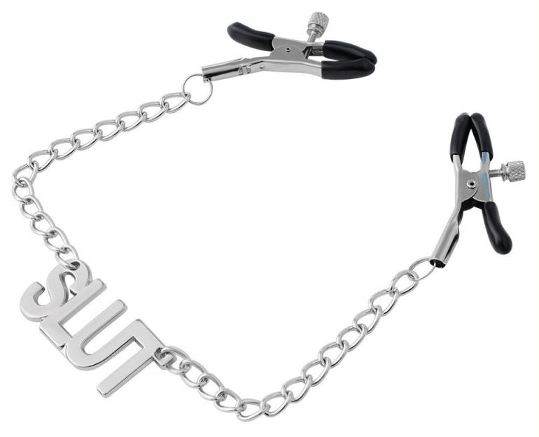 Pince-Tétons avec plaque Slut 38cm