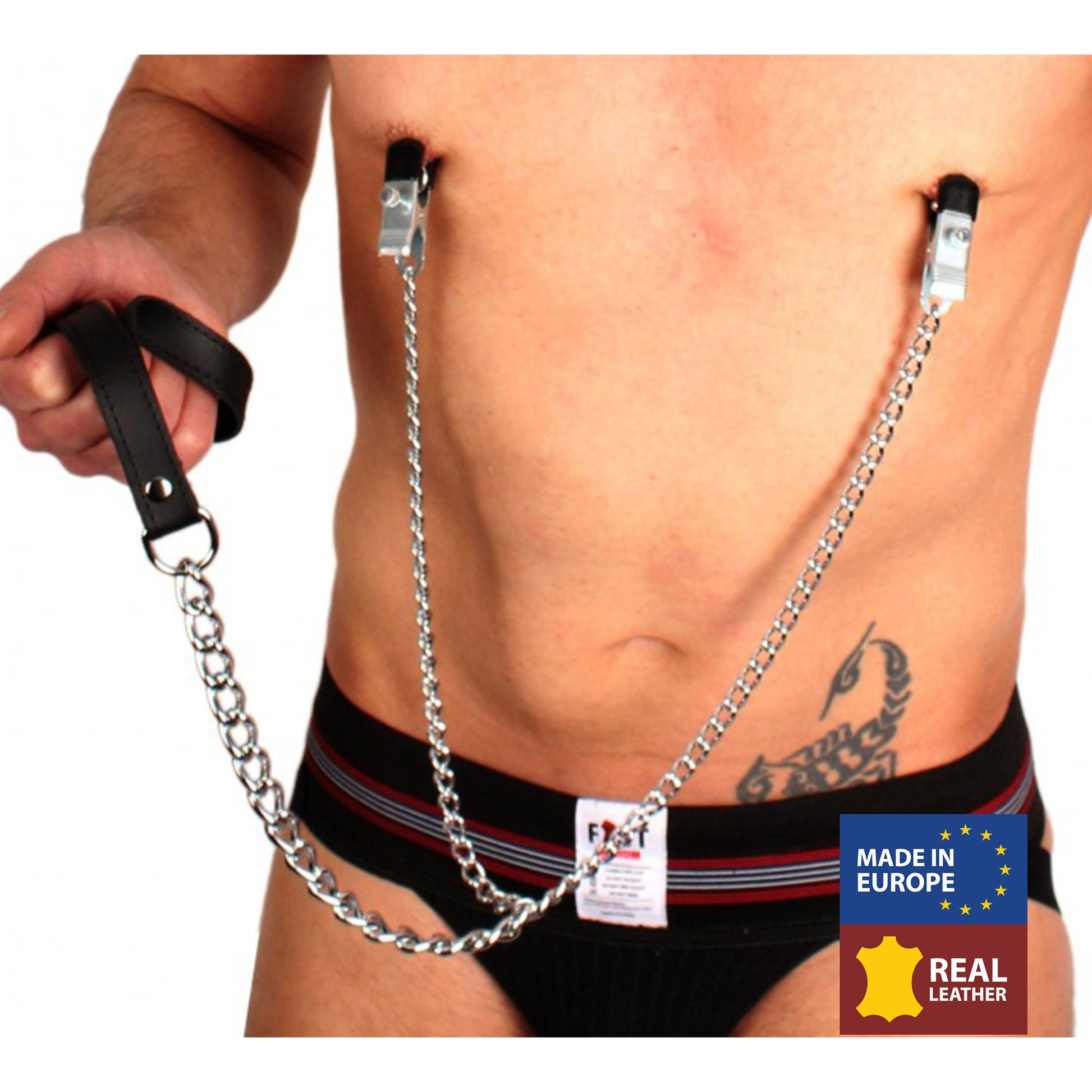 Pinces à seins laisse ( métal cuir )