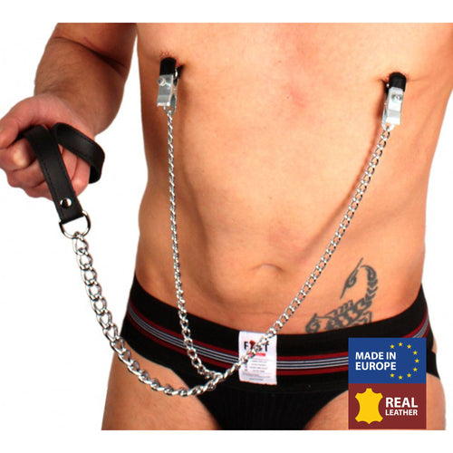 Pinces à seins laisse ( métal cuir )