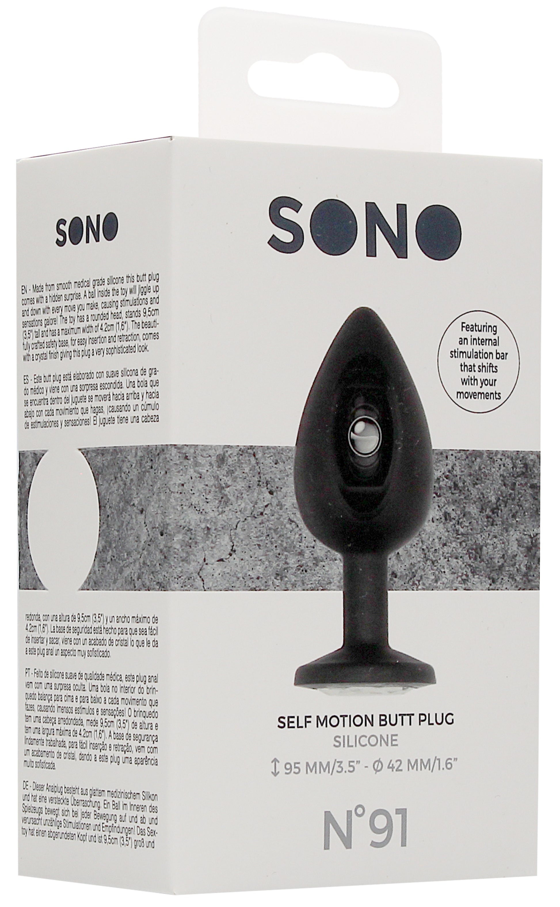Plug anal silicone SELF MOTION 8 x 4 cm noir