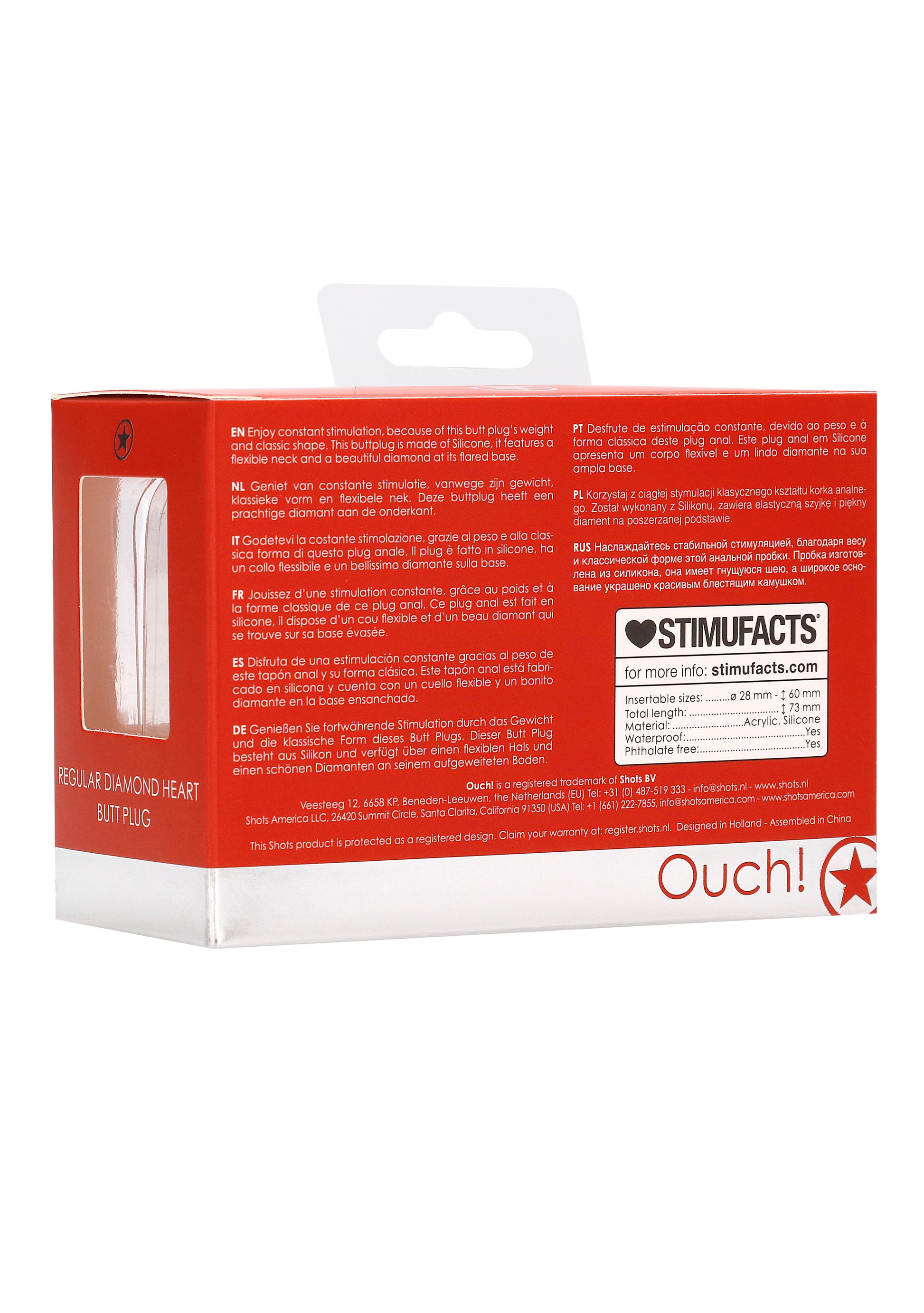 Plug Bijou Anal Silicone Heart Rouge 6 x 2.8 cm