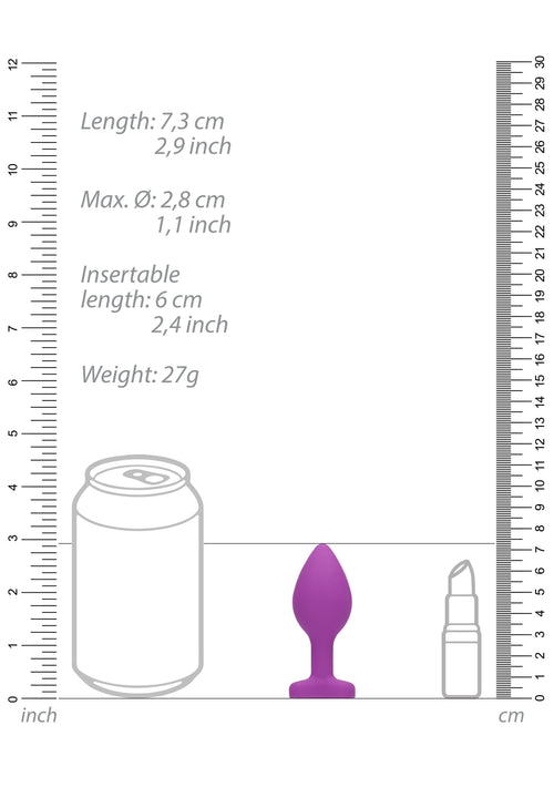 Plug Bijou Anal silicone Heart Violet 6 x 2.8 cm