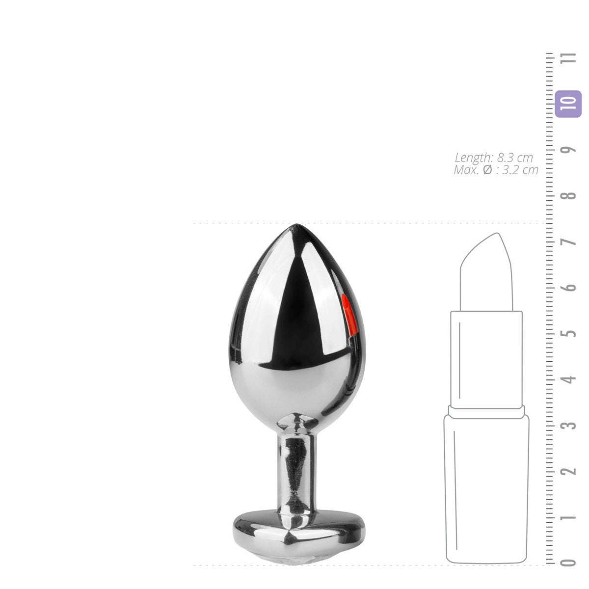 Plug bijou Argent en coeur - Medium 7.1 x 3.2cm
