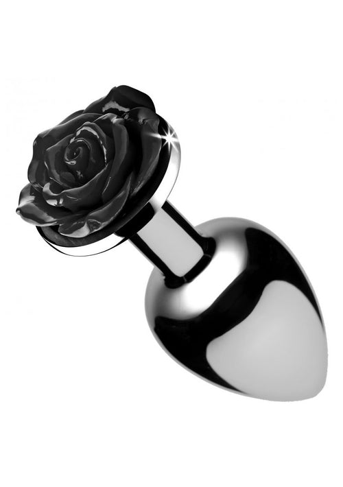 Plug Bijou avec Rose noire - 8.5 x 4.1 cm LARGE
