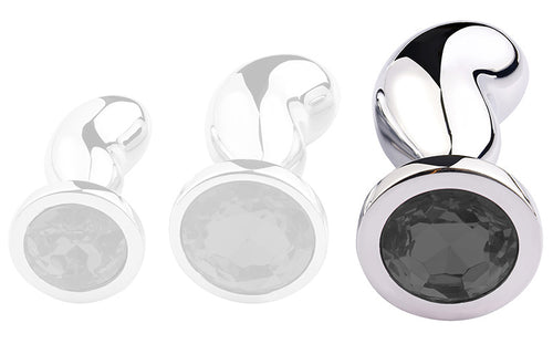 Plug Bijou Bean Silver L 9 x 3.5cm Noir