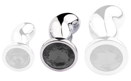 Plug Bijou Bean Silver M 7 x 3cm Noir