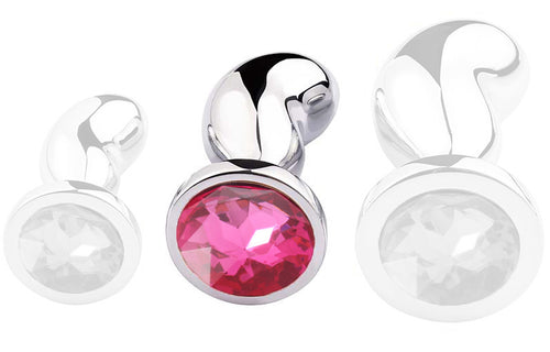 Plug Bijou Bean Silver M 7 x 3cm Rose