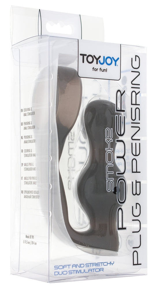 Plug Cockring Power Duo 9 x 4 cm - Anneau 40mm Gris