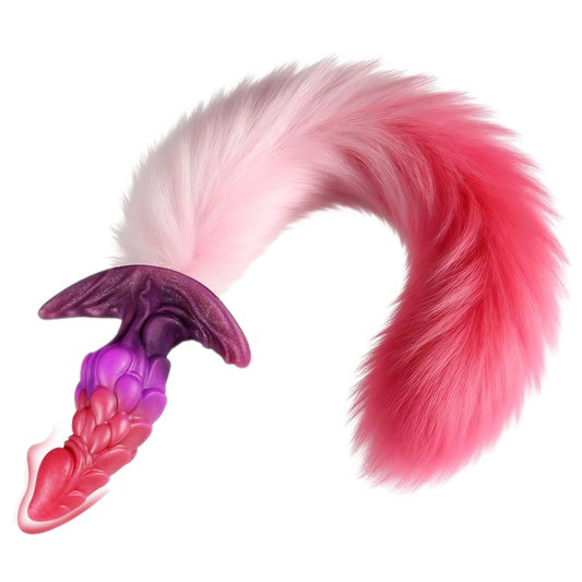 Plug dragon queue de renard Drakonyx 13 x 4.6cm queue 40 cm roses