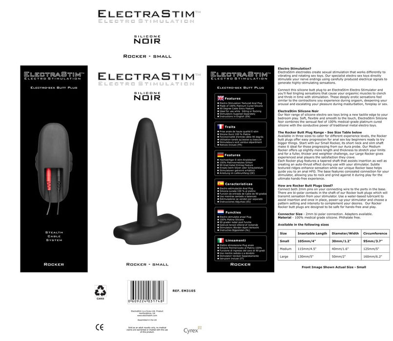 Plug Électro en silicone Rocker ElectraStim 10 x 2.5cm