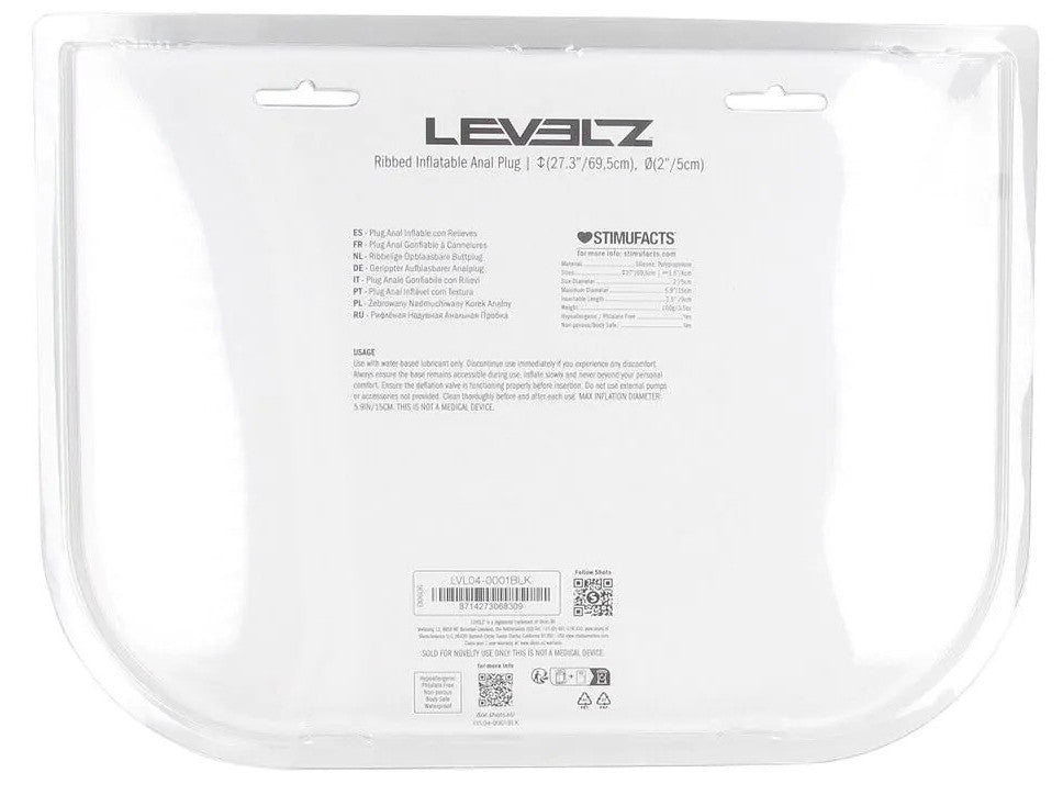 Plug gonflable Ribbed Levelz 9 x 4cm