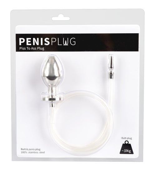 Plug Penis avec plug anal pour jeu Uro