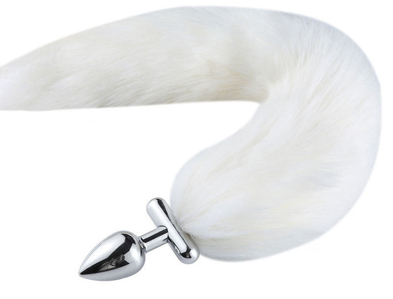 Plug queue de renard convertible bijou Foxy roxy 5.5 x 2.7cm queue 39cm blanche