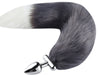 Plug queue de renard convertible bijou Foxy roxy 5.5 x 2.7cm queue 39cm gris blanc