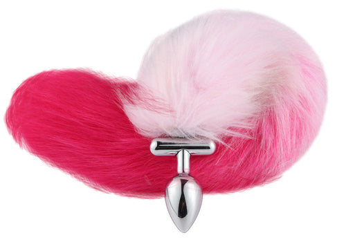 Plug queue de renard convertible bijou Foxy roxy 5.5 x 2.7cm queue 39cm roses