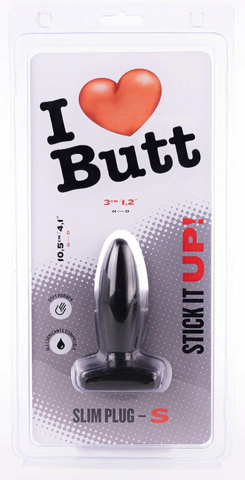 Plug Slim S I Love Butt 8.5 x 3 cm Noir