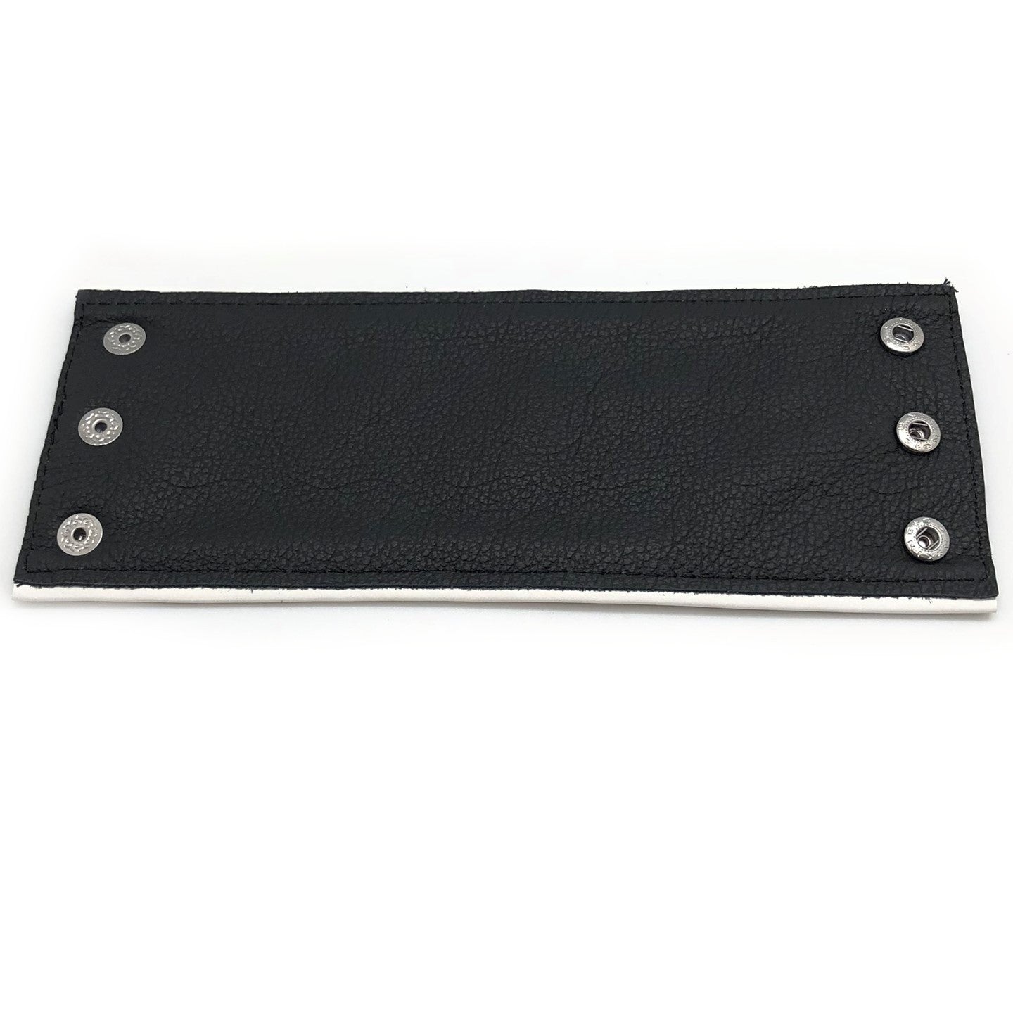 Poignet bracelet de force en cuir - Noir/Blanc avec zip