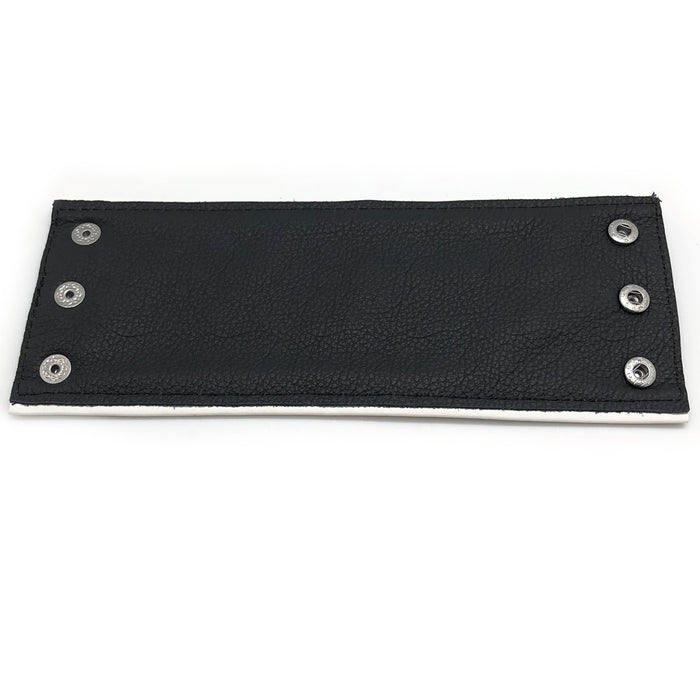 Poignet bracelet de force en cuir - Noir/Blanc avec zip